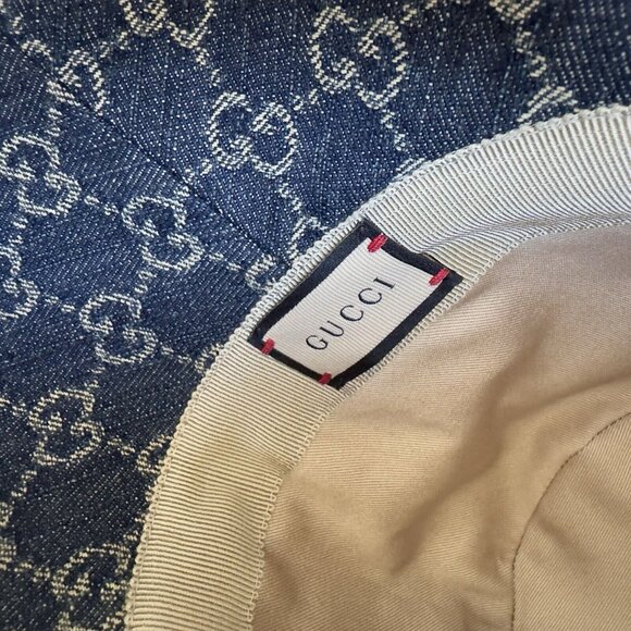 NWT GUCCI Wide Brim Hat Eco Size M Washed Denim Denim Blue 631958 - Picture 10 of 10